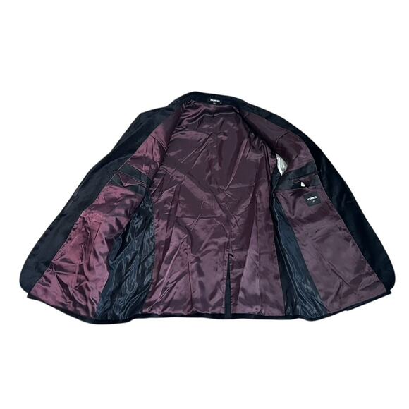 Express Luxury Black Velvet Satin Trim Blazer Suit Tuxedo Jacket Size 44R Slim - Picture 3 of 6